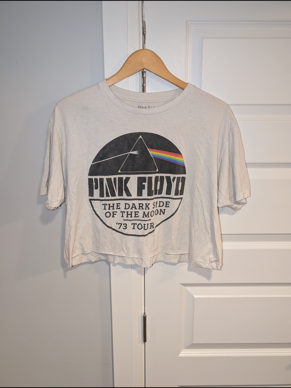 Pink Floyd White Cropped The Dark Side of the Moon '73 Tour Shirt
